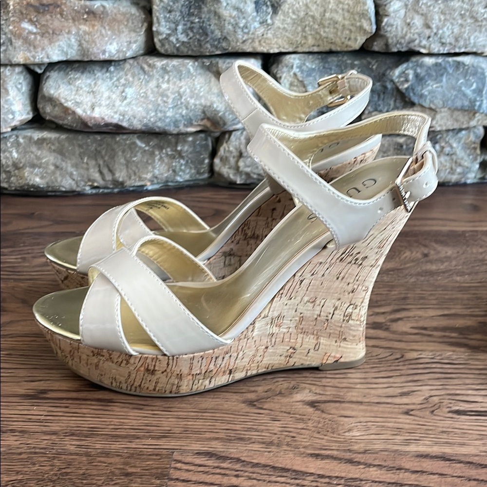 Guess Patent Wedge Sandals